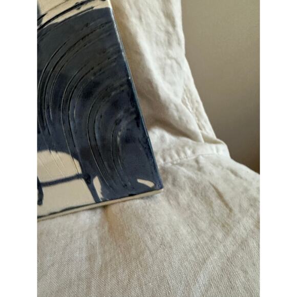 Blue Swirl Vase Rectangle Hand painted signed modern one flower 7x8.5x2.5”Asian - Picture 12 of 16